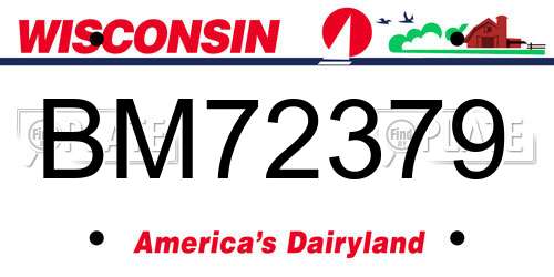 BM72379 Wisconsin License Plate