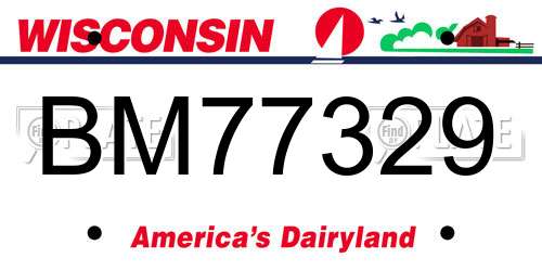 BM77329 Wisconsin License Plate