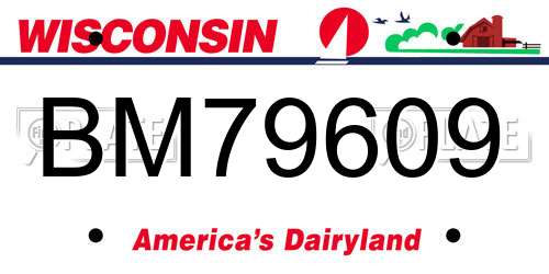 BM79609 Wisconsin License Plate