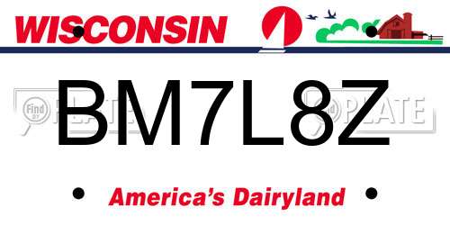 BM7L8Z Wisconsin License Plate
