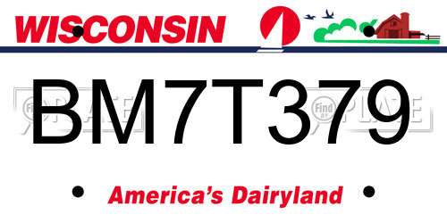 BM7T379 Wisconsin License Plate