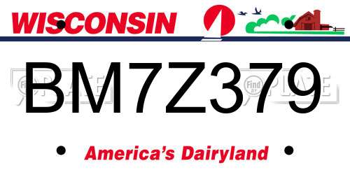 BM7Z379 Wisconsin License Plate