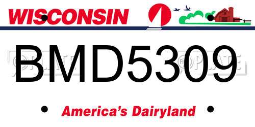 BMD5309 Wisconsin License Plate