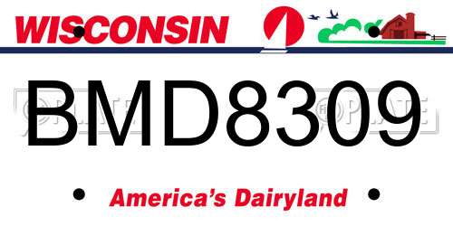 BMD8309 Wisconsin License Plate