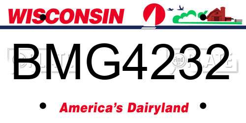 BMG4232 Wisconsin License Plate