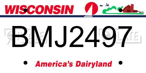 BMJ2497 Wisconsin License Plate
