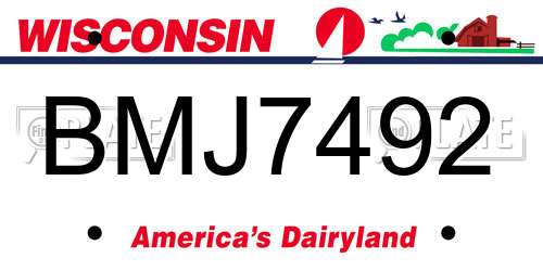 BMJ7492 Wisconsin License Plate