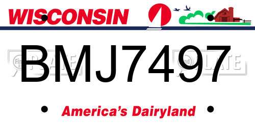 BMJ7497 Wisconsin License Plate