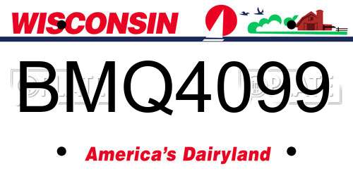 BMQ4099 Wisconsin License Plate