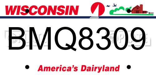 BMQ8309 Wisconsin License Plate