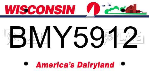 BMY5912 Wisconsin License Plate