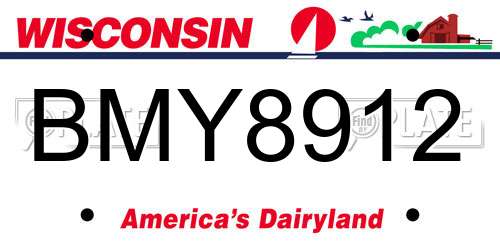 BMY8912 Wisconsin License Plate