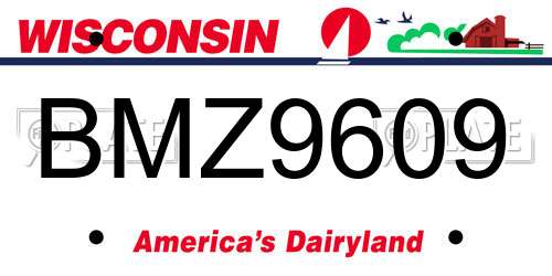 BMZ9609 Wisconsin License Plate