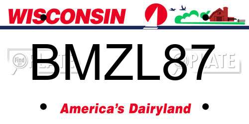 BMZL87 Wisconsin License Plate