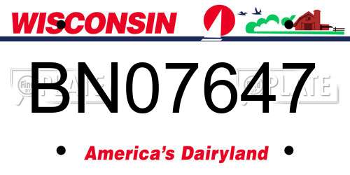 BN07647 Wisconsin License Plate