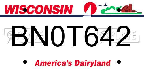 BN0T642 Wisconsin License Plate