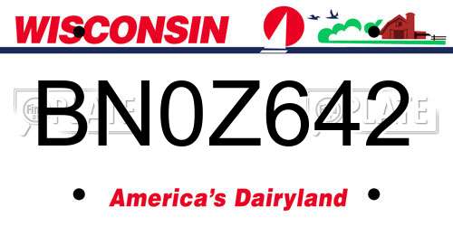 BN0Z642 Wisconsin License Plate