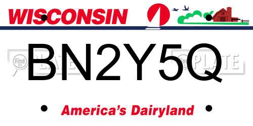 BN2Y5Q Wisconsin License Plate