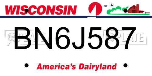 BN6J587 Wisconsin License Plate