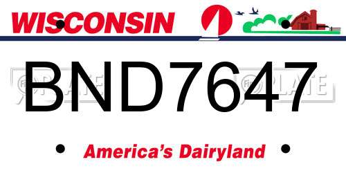 BND7647 Wisconsin License Plate