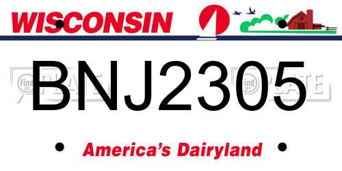 BNJ2305 Wisconsin License Plate