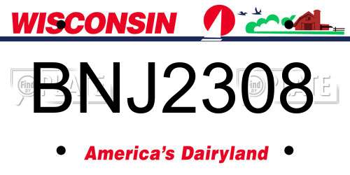 BNJ2308 Wisconsin License Plate