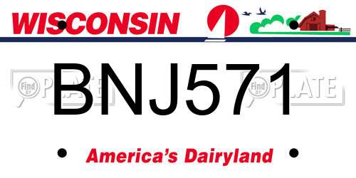 BNJ571 Wisconsin License Plate