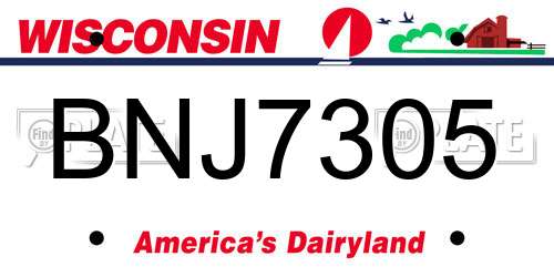 BNJ7305 Wisconsin License Plate