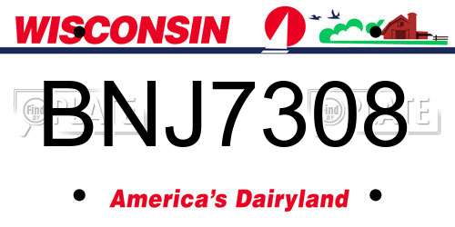 BNJ7308 Wisconsin License Plate