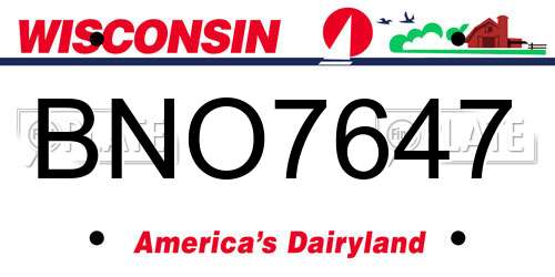 BNO7647 Wisconsin License Plate