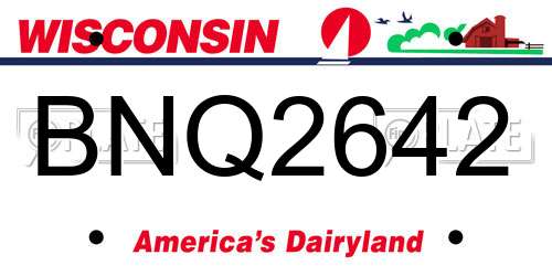 BNQ2642 Wisconsin License Plate