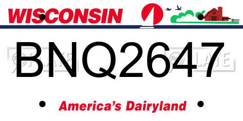 BNQ2647 Wisconsin License Plate