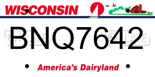 BNQ7642 Wisconsin License Plate