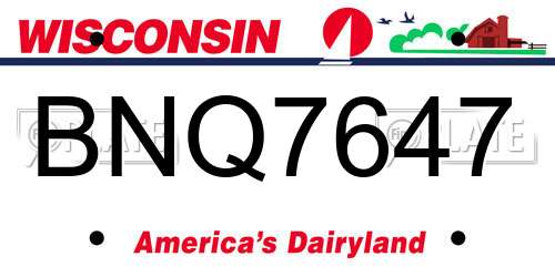 BNQ7647 Wisconsin License Plate