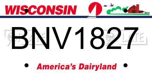 BNV1827 Wisconsin License Plate