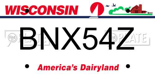 BNX54Z Wisconsin License Plate