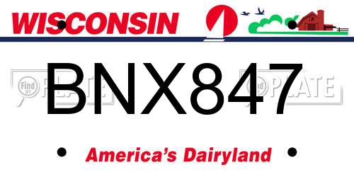 BNX847 Wisconsin License Plate