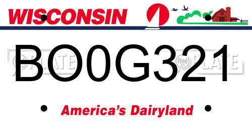 BO0G321 Wisconsin License Plate