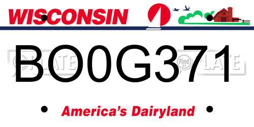 BO0G371 Wisconsin License Plate