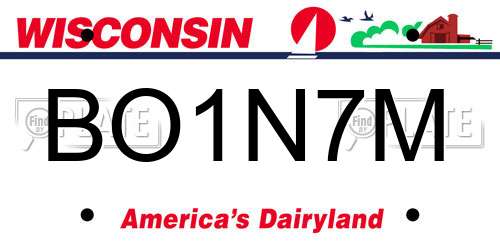 BO1N7M Wisconsin License Plate