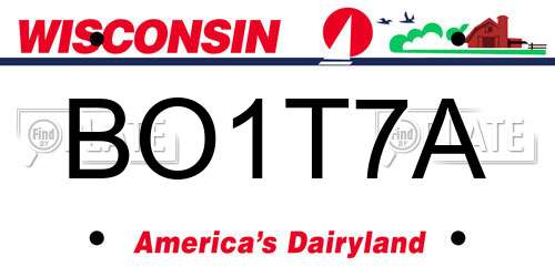 BO1T7A Wisconsin License Plate
