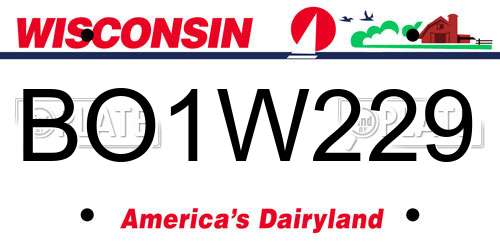 BO1W229 Wisconsin License Plate