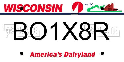 BO1X8R Wisconsin License Plate