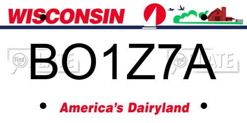 BO1Z7A Wisconsin License Plate