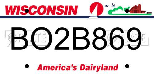BO2B869 Wisconsin License Plate