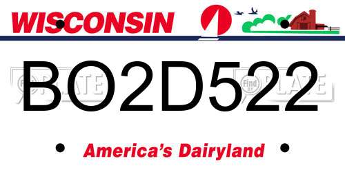BO2D522 Wisconsin License Plate