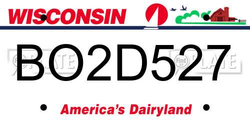BO2D527 Wisconsin License Plate