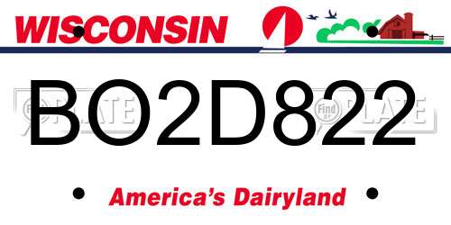 BO2D822 Wisconsin License Plate