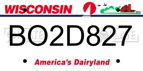 BO2D827 Wisconsin License Plate