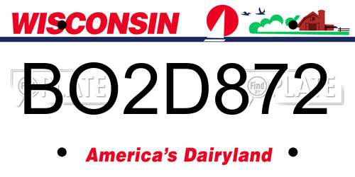 BO2D872 Wisconsin License Plate